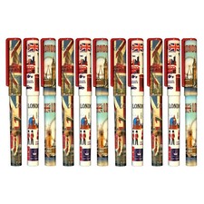 12 London Scene Pen Famous British Souvenir Pen - Union Jack UK Cap Pens Set