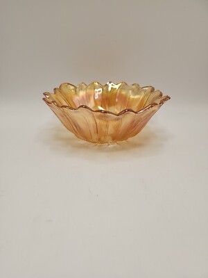Indiana Glass ''Lily Pons Amber Carnival'' 7 1/8 Inch Nappy