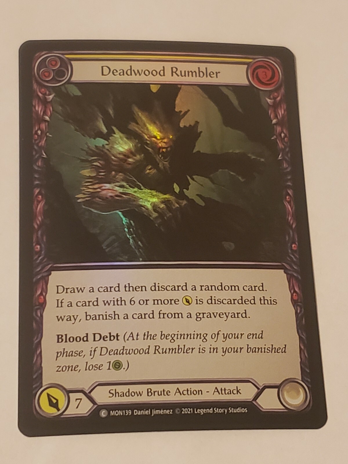 Deadwood rumbler foil (Yellow) monarch 1st edition NM Flesh And Blood tcg