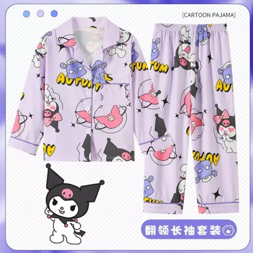 Cinnamoroll Kuromi My Melody Pajamas Casual Long Sleeve kids Neck Nightwear - Picture 15 of 31