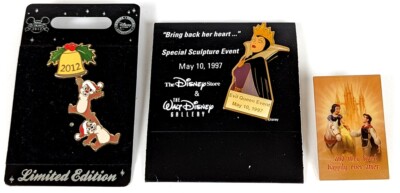 3x Disney-Original Pins, Chip'n'Dale, Evil Queen, Snow White