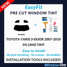 EasyFit Static Pre Cut Tint & Tools For Toyota Yaris 3-door 2007-10 5% Limo Rear