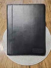 Perry Ellis VTG Black Open Organizer Document Portfolio File Legal Pad Leather?