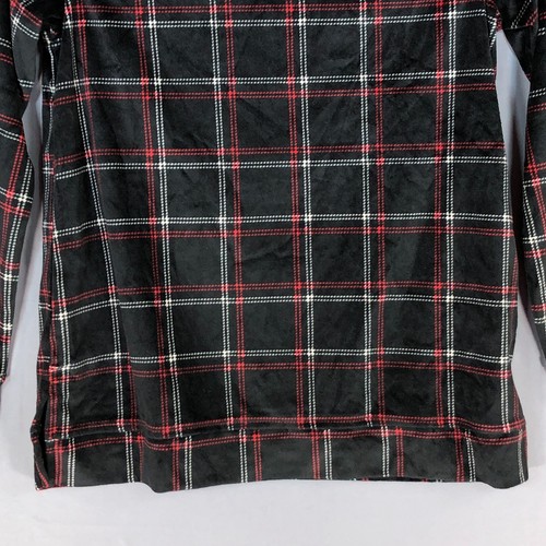 Cuddle Duds Lounge Set Donna Petite X-Small Morbido Velluto Caminetto Nero Plaid - Foto 4 di 24