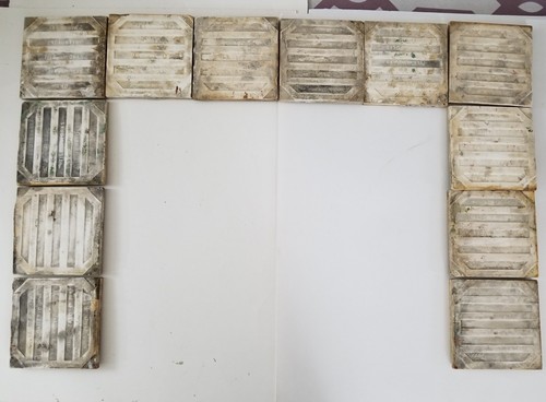 12 Antique US Encaustic Tile Art Nouveau Cherry Fireplace Surround Ceramic Arts - Picture 15 of 16