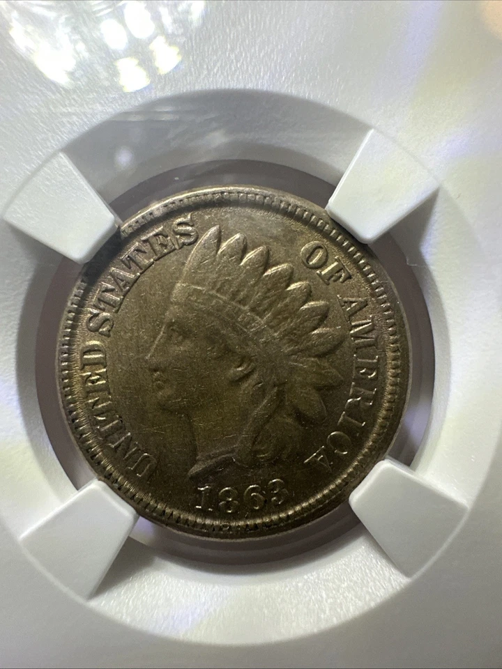 NGC AU-53 1863 Indian Head Cent, Lustrous, Golden-Brown specimen. - Image 4 of 4