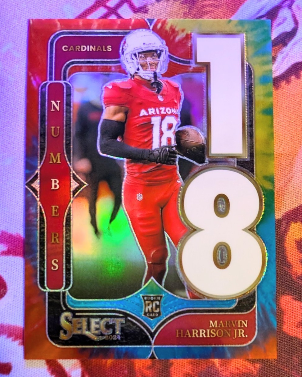 2024 Panini Select Numbers Tie Dye #4 Marvin Harrison Jr /25. CARDINALS