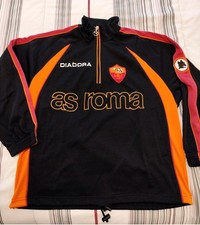 FELPA TRAINING TOP CALCIO AS ROMA 1996-1999 ALLENAMENTO DIADORA VINTAGE RARA