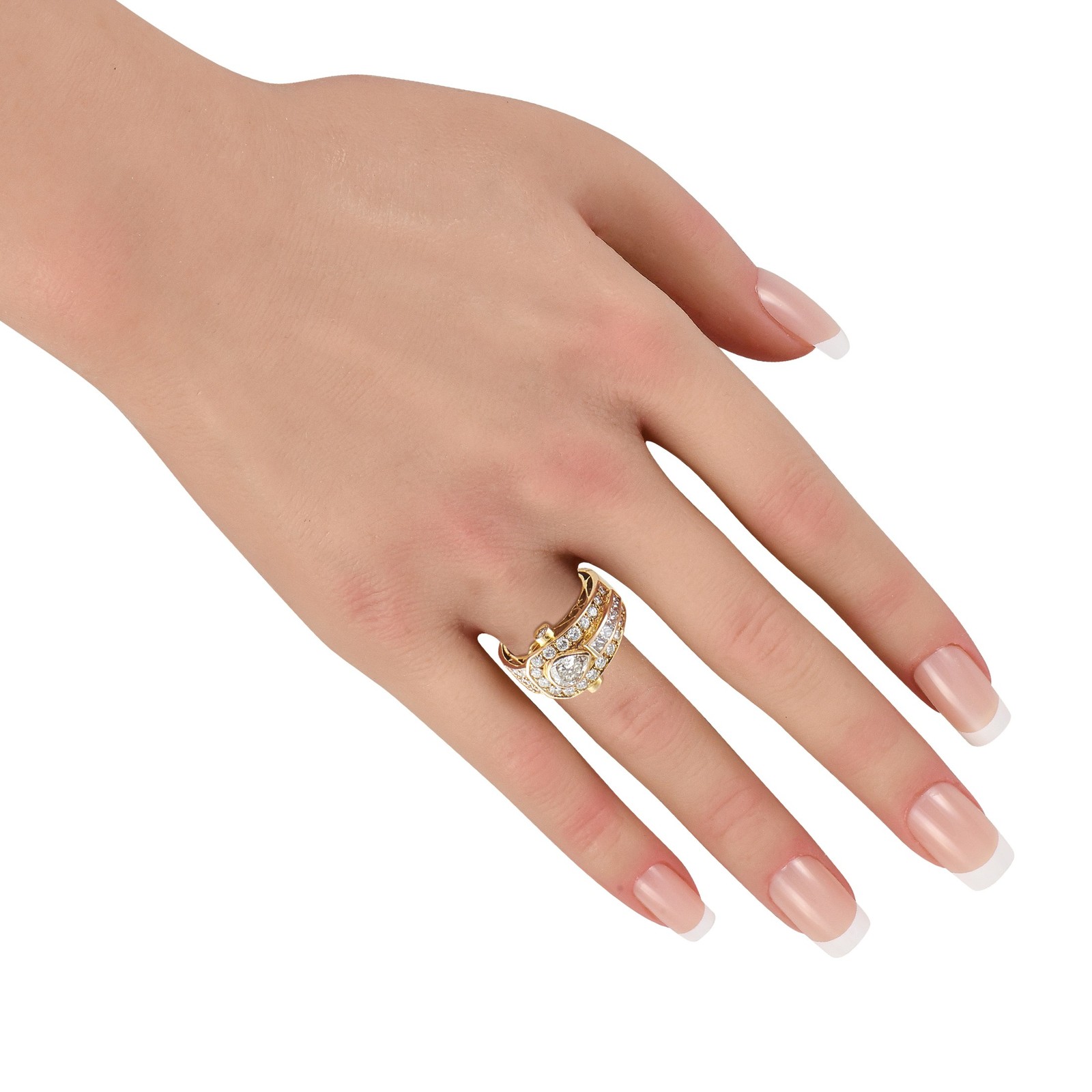 18K Yellow Gold 2.20ct Diamond Ring - image 3