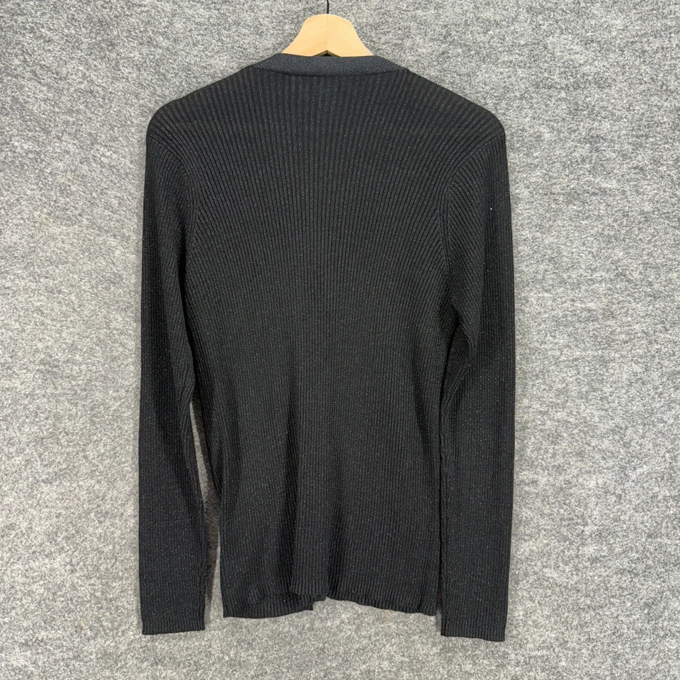 Cárdigan Joseph A. Mujer XL Negro Seda Abotonado Cuello en V Manga Larga Informal Tejido Foto 2 de 4