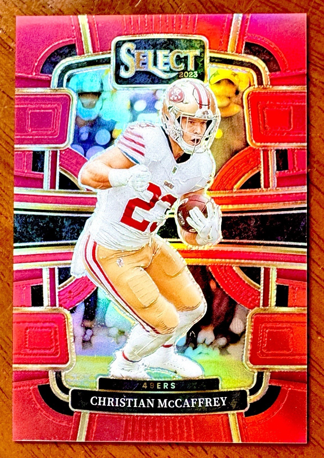2023 Select #88 Christian McCaffrey /99 RED PRIZM Concourse 49ers Color Match