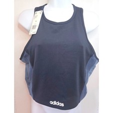 Adidas Climalite Crop Tank Top Sport Bra Navy Blue Mesh Training XL NWT