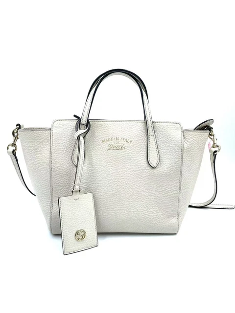10.12.06 Gucci Calfskin Leather Swing Tote Bag  White