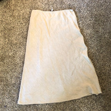 Eileen Fisher Linen Cotton Midi-Maxi Skirt Cream Textured Straight Sz L