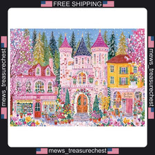 Jigsaw Puzzle for Adults 1000 Pieces Pink Castle Scene with Poster