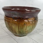 Vintage Brush McCoy Drip Glaze Majolica Jardinière Green Brown Yellow Planter