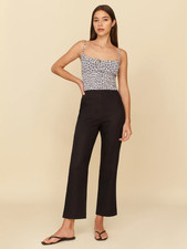 Reformation Justin Slim Fit Linen Pant Black Back Zipper Women's Size 8