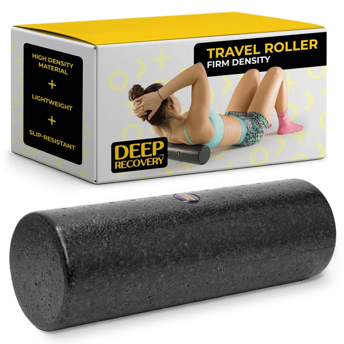 Yoga Foam Roller for Physical Therapy & Exercise – Black Back