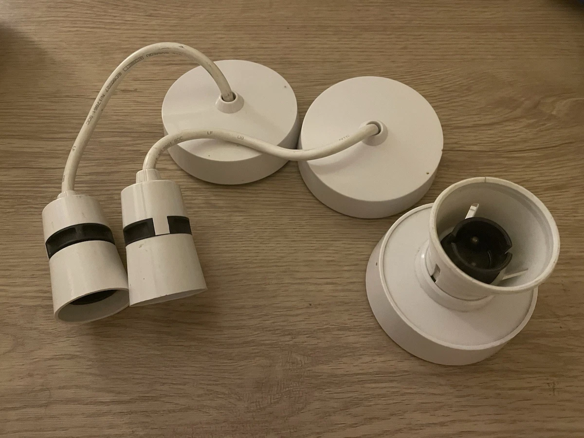 Soporte para bombilla B22 blanco con rosa de techo, plástico cableado, paquete de 3