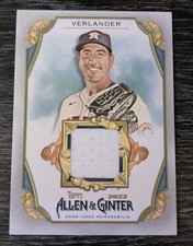 2022 Topps Allen & Ginter Justin Verlander Jersey Relic #AGRB-JV Astros