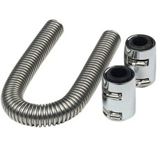 36 Radiator Hose Upper Lower Flexible Stainless Steel W Chrome Caps Kit