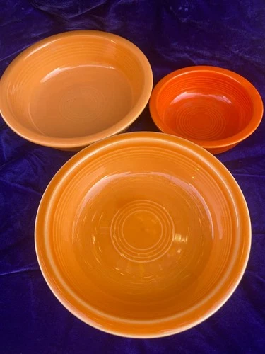 VINTAGE FIESTA HOMER LAUGHLIN FIESTAWARE 3 NESTING BOWLS (2)  7 1/2" & 4 3/4" #3