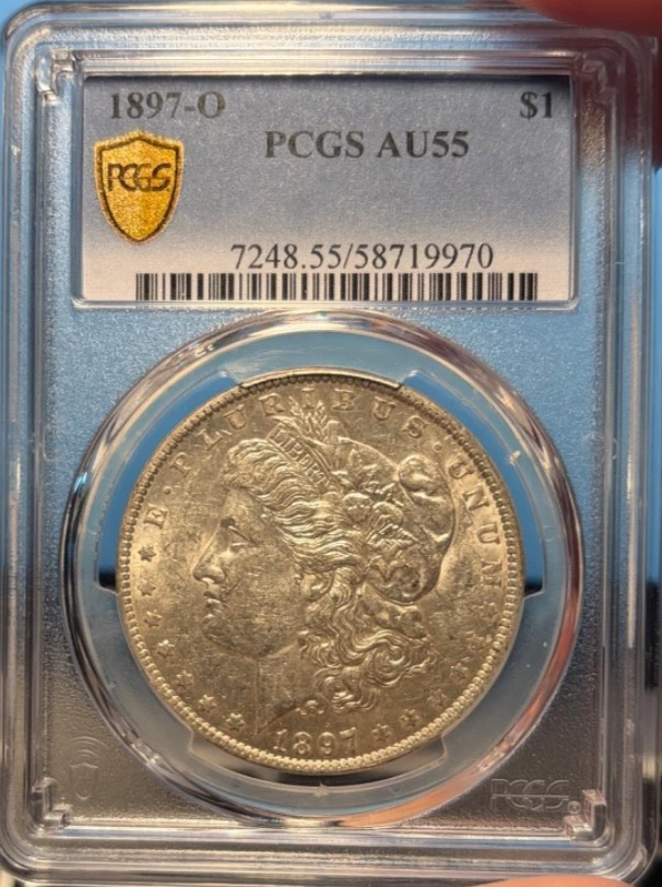 Circulated AU 55 Graded 1897 Year Morgan US Dollars (1878-1921