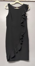 Eva Franco By Anthropologie Goya Crepe Dress Size 8 Black Ruffle Cocktail Party