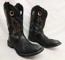 Men's Laredo 7710 Black Kane Square Toe Leather Western Cowboy Boots Size 8.5D
