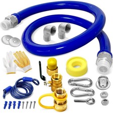 Safety System Kit 48" Mobile Gas Hose Connector with 2 Elbows 3/4" Quick