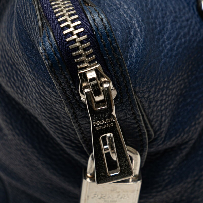 Prada Leather Tote Bag Blue Women Used Authentic thumbnail 7