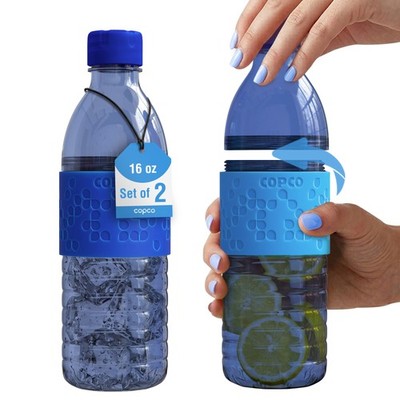 Copco Hydra Set of 2 Reusable Travel Water Bottles - 16.9oz (Navy and Blue)