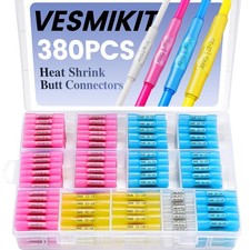 380PCS Heat Shrink Butt Connectors-Marine Grade Waterproof Electrical Wire Co...