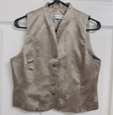 Valerie Stevens Petites 100 Silk Floral Brown Vest Waistcoat Women  s 8P