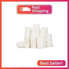 RACETOP Disposable Paper Coffee Cups 12 oz [100 Pack],12 oz White Hot Coffee Pap