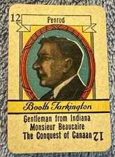 Vtg 1935 AUTHORS by RUSSELL CARD GAME Replacement Card 12 Booth Tarkington
