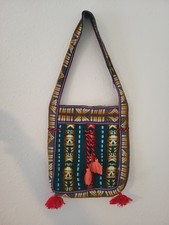 Vintage Woven Shoulder Bag with Tassels