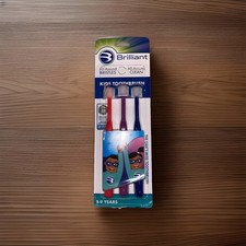 Brilliant Oral Care Kids Toothbrush 3 Pack Soft Bristles Ages 5-9 Multicolor