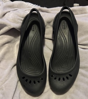 Crocs Women's Black Breathable Lightweight Slingback Flat Slip On Shoes 9