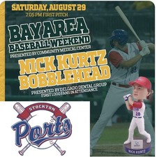 Nick Kurtz Bobblehead Stockton Ports SGA 2026 Oakland Sacramento A&rsquo;s MiLB