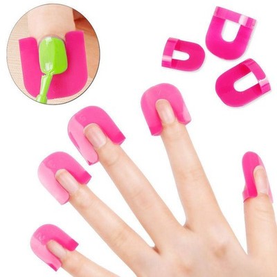 26 pcs Manicure Finger Nail Art Case Nail Shield Protector Case Rose Red
