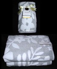 Papyrus Bath Towel Set - Eco M lange Gray Botanical 2 Bath 2 Hand New
