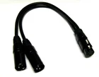 New 3pin XLR FEMALE jack to dual 2 MALE plug Y SPLITTER cable adaptor 1 ft cord