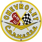 VINTAGE CHEVROLET CORVETTE PORCELAIN SIGN GENERAL MOTORS DEALERSHIP GAS OIL FORD