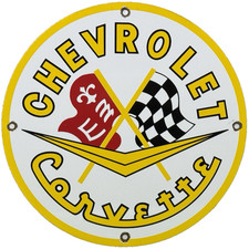 Vintage Chevrolet Corvette Porcelain Sign General Motors Dealership Gas Oil Ford