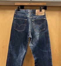 Vintage Levis 501 Dark Wash Sun Faded Denim Jeans 28x36 Made in USA 1990s