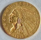 1913 $2.50 Indian Head Gold Coin Quarter Eagle Pre-1933 US Gold Nice Detail