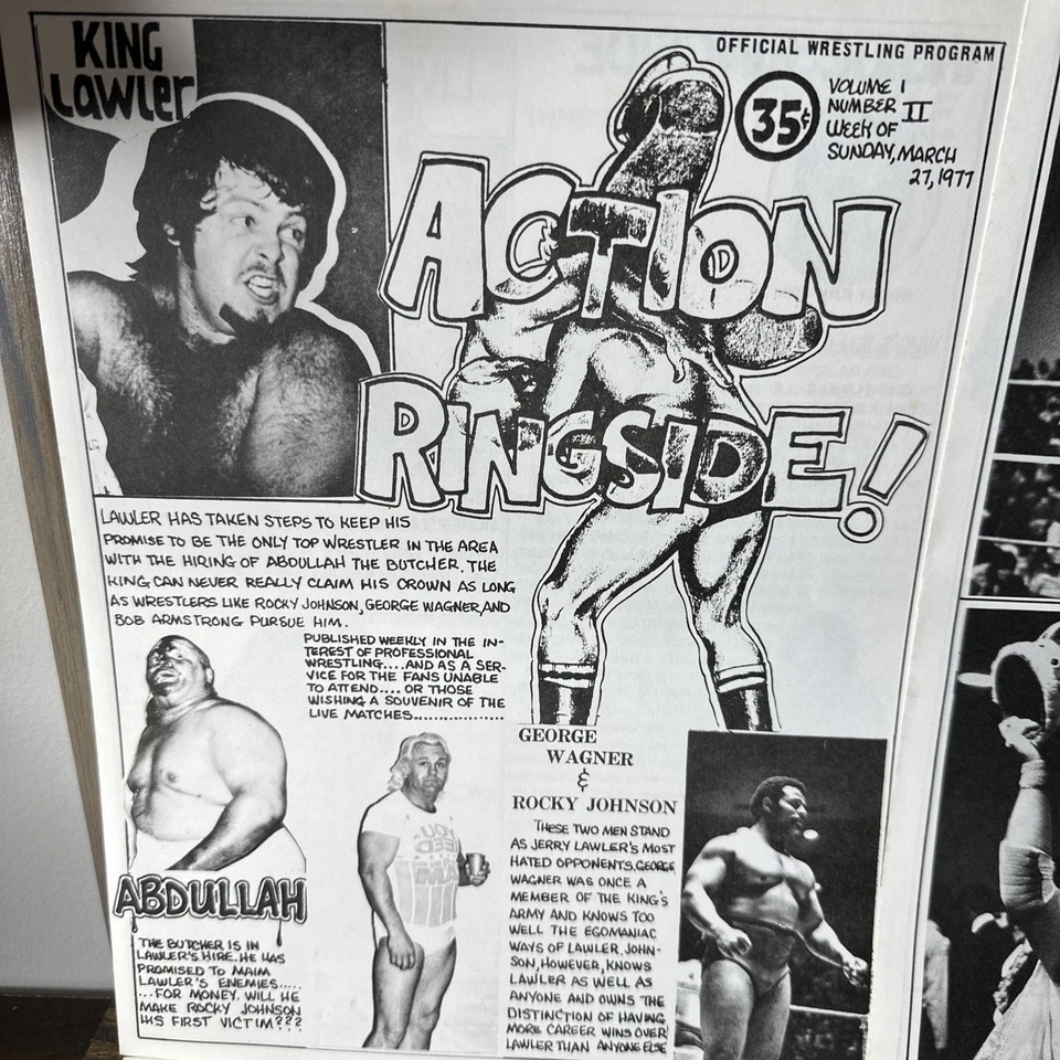 Lote de 4 programas de lucha libre Action Ringside Memphis 1977 Vol 1 #2-5 Foto 4 de 4