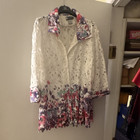 Damee, Inc. White Floral Jacket Lightweight 3/4 Sleeve Button Front XXL — photo 1