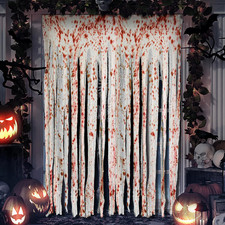 85" X 60" 2Pcs Halloween Door Curtain Decoration with Bloody Hand Prints - Blood